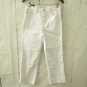 New Joes Jeans 26 White High Rise Wide Leg Crop Raw Hem